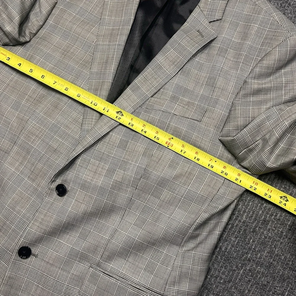 Express Producer Modern Fit Jacket Blazer Mens 44 Regular Slim Plaid Check Grey - Picture 8 of 12